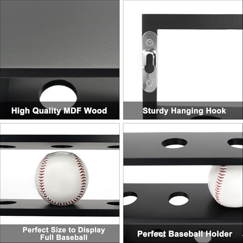Hodeframe Baseball Display Case 12 with Front-Open Door, 13x16 Black (No Door Variant)