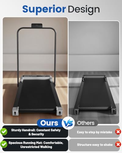 Adjustable Incline Walking Pad Treadmill with Handle Bar