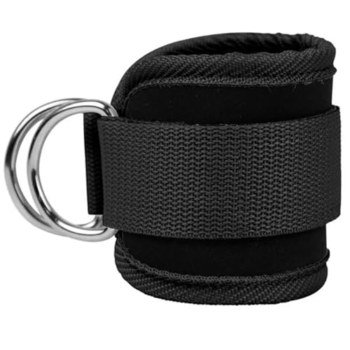 Padded Ankle Strap for Cable Machines - Adjustable Fitness Cuff - Black