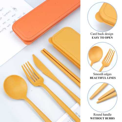 Reusable Travel Utensils Set - 4 Color Portable Cutlery Case
