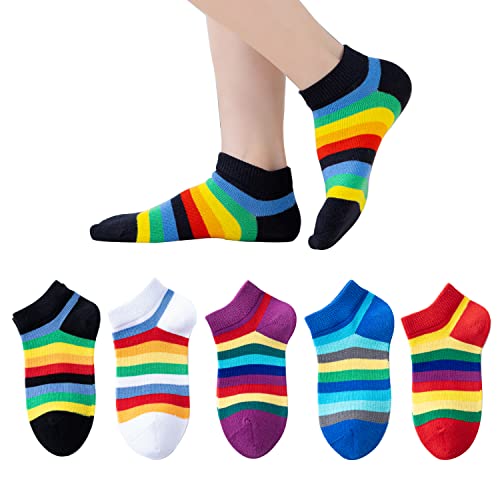 Marchare Kids Rainbow Seamless Socks 6-8 Years School Crew Pack - Lowcut
