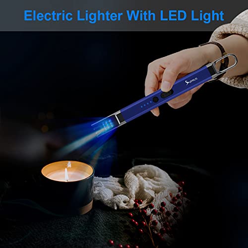 Electric Arc Lighter - Windproof USB Rechargeable Candle Lighter with LED - Blue