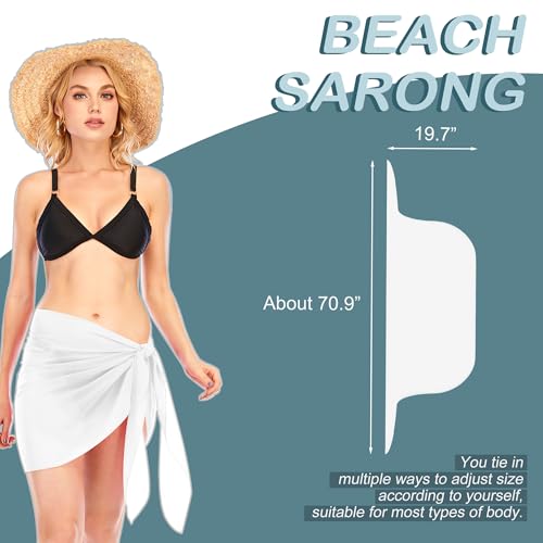 Women's Semi-Sheer Chiffon Swimsuit Sarong Wrap Skirt - White