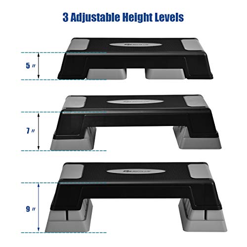 Aerobic Stepper with Adjustable Height, Non-Slip Pads - Grey
