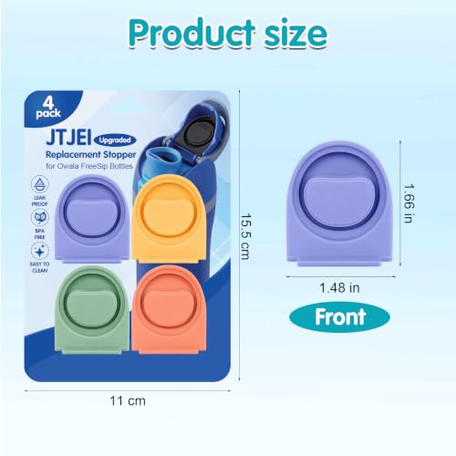 4-Pack Replacement Stoppers for Owala FreeSip Bottles - Blue, Purple, Green, Orange, Yellow