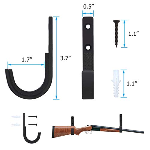 Metal Gun Rack and Shotgun Hooks - Black 1 Pair