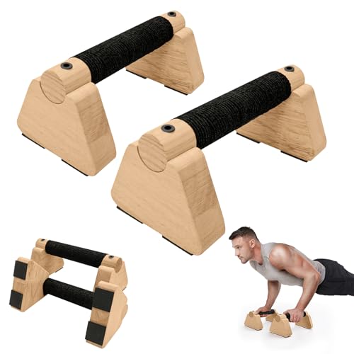 Wooden Parallettes Bars - Handstand Training & Push Up Handles - 20cm