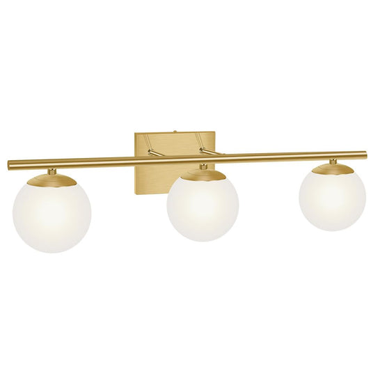 YHTlaeh New Bathroom Vanity Light 3 Lights Fixtures Brushed Brass Milk White Globe Glass Shade Modern Wall Bar Sconce Over Mirror (Exclude G9 Bulb)