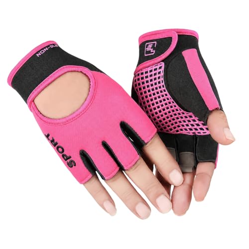 Fingerless Workout Gloves for Men & Women - Medium Pink