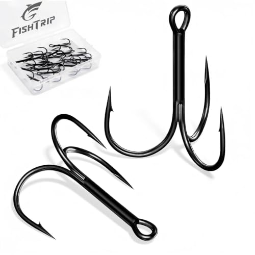 Treble Fishing Hooks - #16, 25pcs Black Replacement Hooks