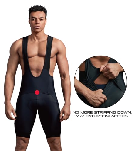 CEROTIPOLAR Cycling Bib Shorts with Pee Opening Upgraded, Ergonomic Cut, Large, Black
