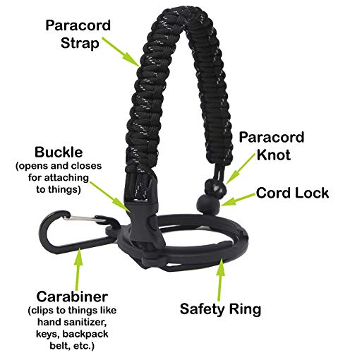 MissionX Paracord Handle for YETI Rambler Bottles 12oz-64oz, Black Speckled