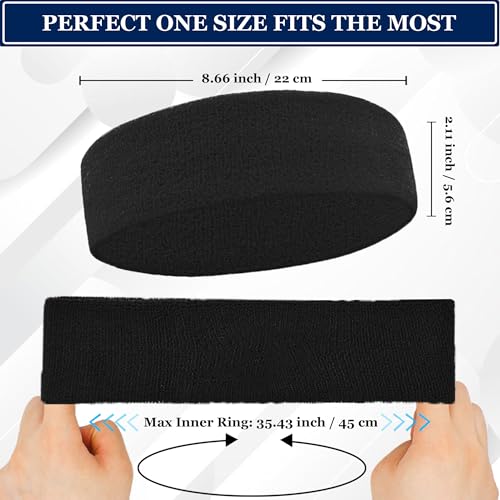 Sweat-Wicking Sports Headbands for Men & Women - Black 4 Pack