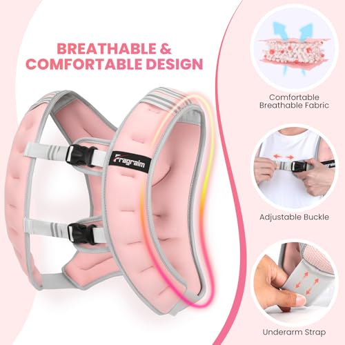 Pink 12 lb Weighted Vest for Women & Men - Adjustable Fitness Equipment