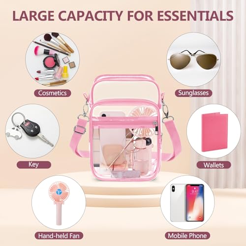 Clear Crossbody Bag with Adjustable Shoulder Strap, Stadium Approved