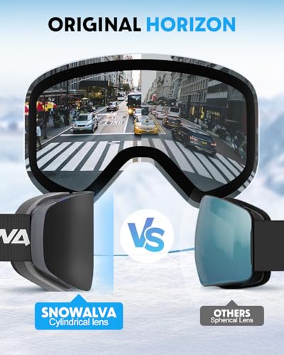Snowalva Ski & Snowboard Goggles Black & Clear One Size with Detachable UV400 Anti-Fog Lenses