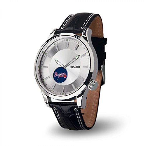 Men's Atlanta Braves Icon Watch - Black Leather Strap
