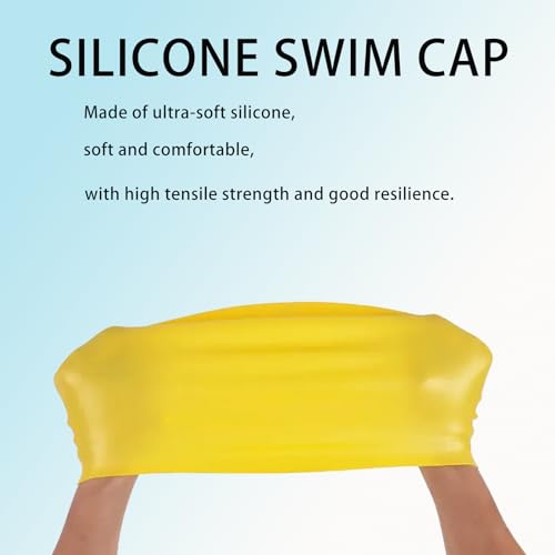 Classic Swim Cap - Soft Silicone, Waterproof, Flexible - Yellow