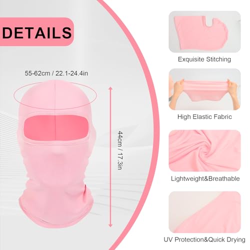 Full Face Cover Ski Mask Balaclava Neck Gaiter - Hot Pink+Pink