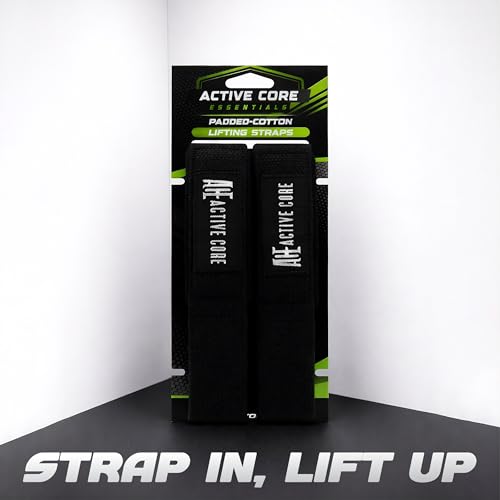 ACTIVE CORE ESSENTIALS Black Neoprene Padded Weightlifting Wrist Straps - 22.5 Inch Cotton Support for Men & Women