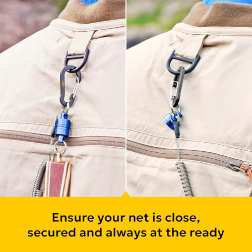 Strong Magnetic Net Release with Coiled Lanyard - Blue Magnet & Black Hook