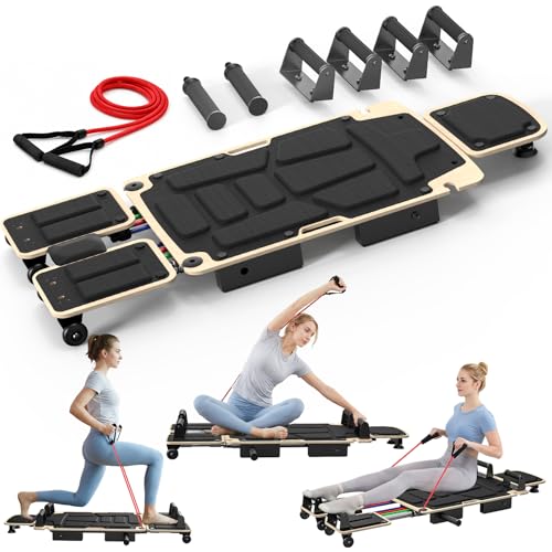 Pilates Reformer Board for Home Workout - 35 Inch with Dual Foot Pads