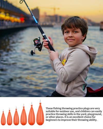 Fishing Practice Plugs - 6 PCS Orange Casting Weights for Kids