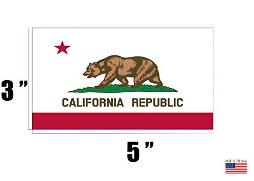 California Republic State Flag Car Decal - 3x5 Inch Vinyl Bumper Sticker