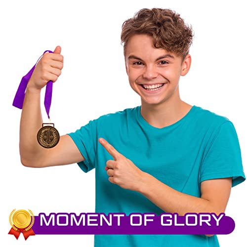30 Purple Medal Ribbons with Snap Clips for Competitions