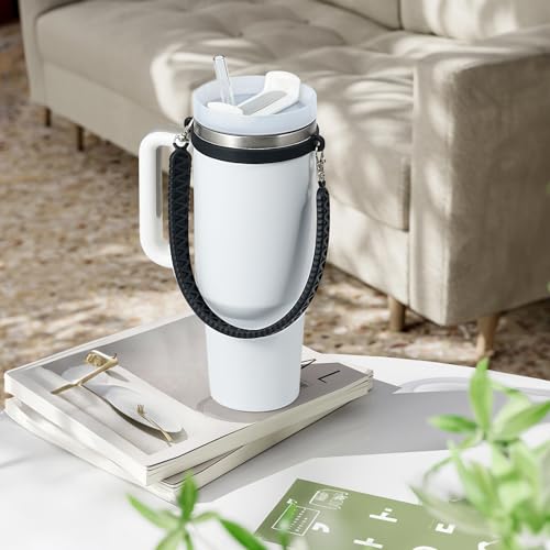 Silicone Water Bottle Handle with Strap - Black, Fits 8-40oz Bottles