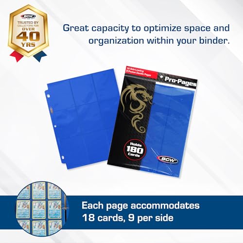 Trading Card Binder Sleeves - 9-Pocket Holder, Blue