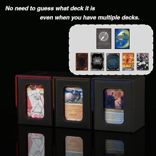 MTG Deck Box for Commander Cards - Holds 120 Single/100 Double-Sleeved Cards, PU Leather with Dividers & Toploader