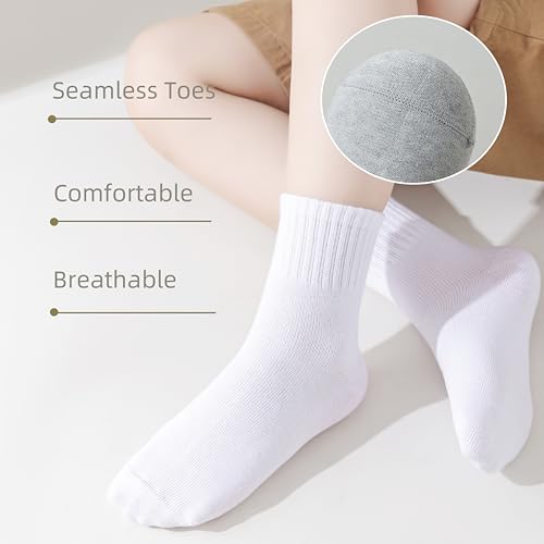 Kids Athletic Cotton Ankle Socks - Retro Stripes, 4 Pack (5-8 Years) - White