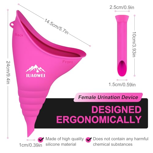 Reusable Silicone Female Urination Device - Rose Red Pee Funnel