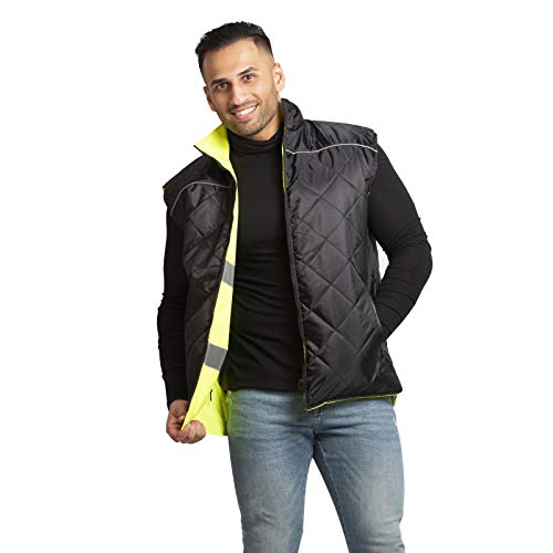 JORESTECH High Visibility Reversible Insulated Safety Vest with ANSI Compliant Reflective Tape Bodywarmer