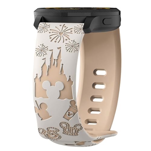 22mm Engraved Silicone Watch Band - Breathable Soft Strap - Starlight & Milk Tea