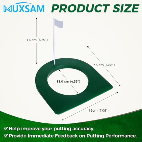 Golf Putting Cup with Flag - Indoor Practice Green - 1Pc Green Cup White Flag