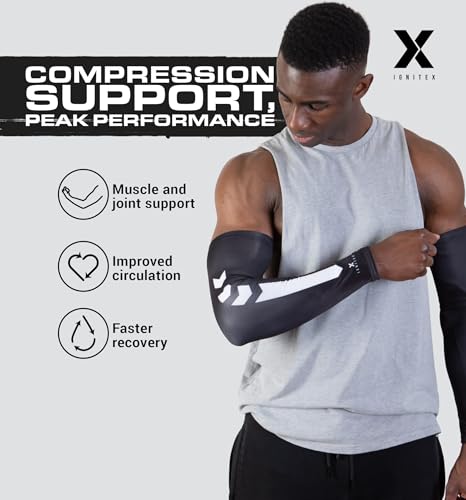 Compression Cooling Arm Sleeves - UV Sun Protection - White/Sml
