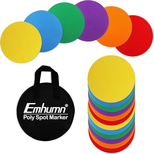 9-Inch Poly Spot Markers - 12 Pcs Non-Slip Training Dots with Bag