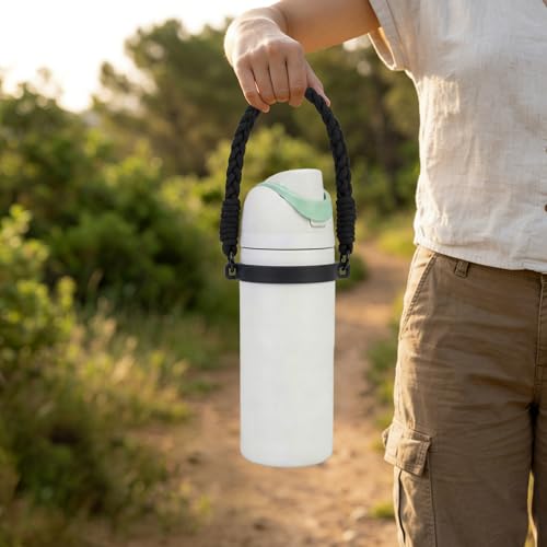 Water Bottle Handle Strap with Silicone Ring - Black Braided