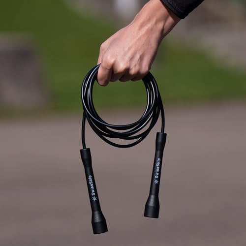 Speed Jump Rope - Adjustable Length, Unbreakable Handles - Black