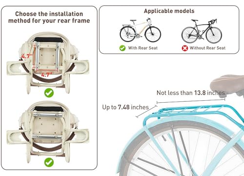 Rear Child Bike Seat - Off White Ring-Back Design for Kids 2-4 Years