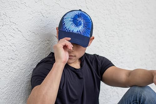 Tie Dye 5-Panel Trucker Hat - Blue Ocean Snapback Cap