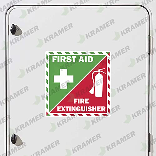 First Aid Fire Extinguisher Inside Vinyl Decal - 3" x 5" Safety Sticker
