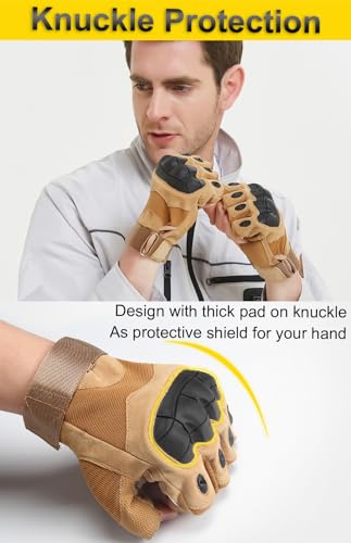 Outdoor Fingerless Gloves for Men - Medium Black for Biking & Hiking