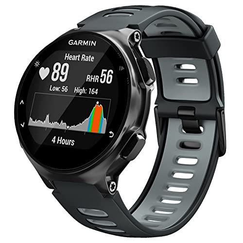 NotoCity Black-Grey Silicone Sport Watch Band Compatible with Forerunner 220/230/235/620/630/735XT & Approach S20/S5/S6