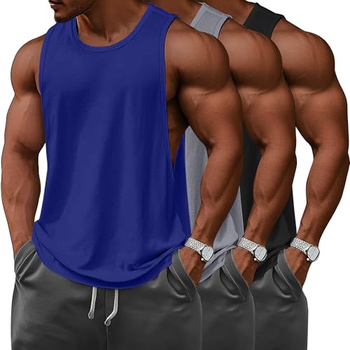 Ficerd 3-Pack Men’s Big & Tall Tank Tops – Soft Cotton-Poly Blend, Loose Fit