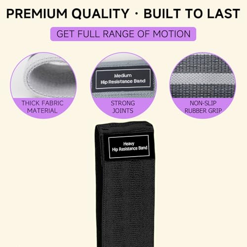 Fabric Resistance Bands for Home Fitness - Heavy Resistance - Black