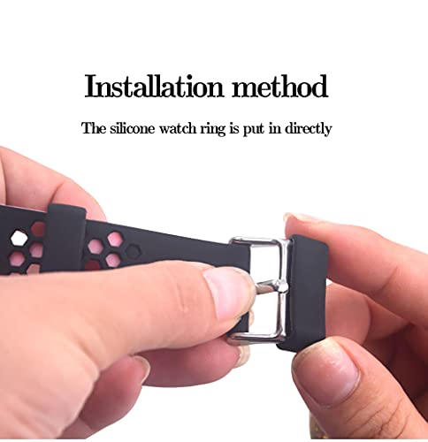 20mm Silicone Watch Band Strap Loops - 4 Piece Black Keeper Set