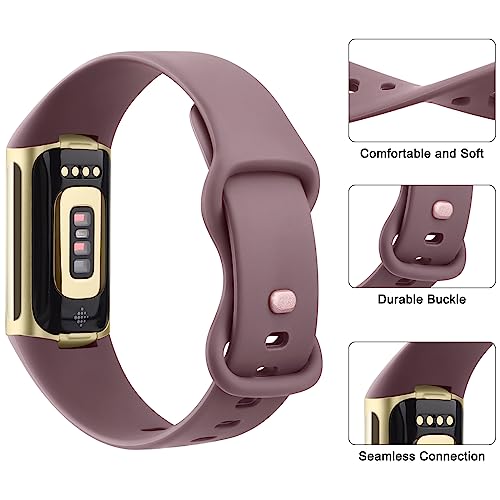 3-Pack Sport Bands for Fitbit Charge 6 - Milk Tea, Starlight, Smoke Violet - Small